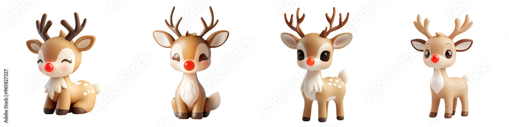 Cute animated reindeers with festive features, perfect for holiday designs and decorations, showcasing joy and whimsy. Cute animated reindeers with festive features, perfect for holiday designs and decorations, showcasing joy and whimsy.