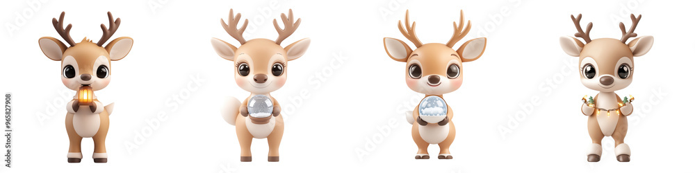 Cute cartoon deer characters with big eyes and antlers, perfect for children's illustrations and festive graphics. Cute cartoon deer characters with big eyes and antlers, perfect for children's illustrations and festive graphics.