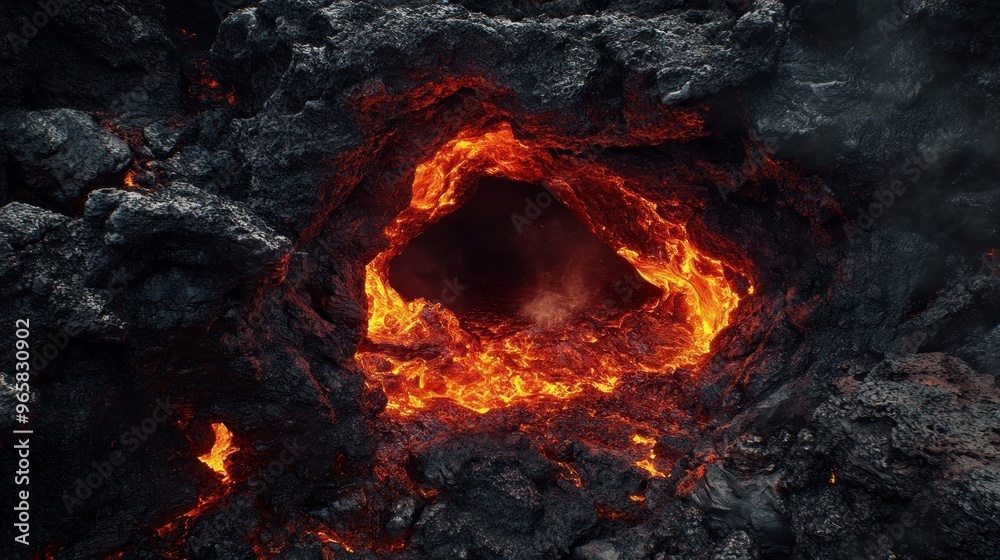 Molten Lava Flowing Through Volcanic Rocks Molten Lava Flowing Through Volcanic Rocks