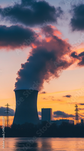 Wallpaper Mural Modern Nuclear Facility at Sunset Showcasing Advanced Energy Technology   Torontodigital.ca