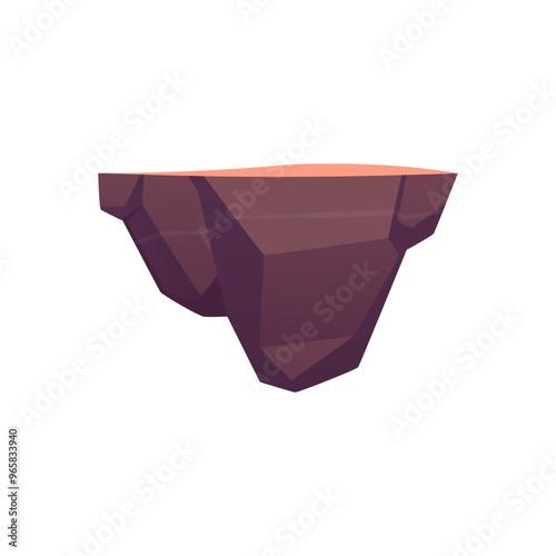 Vector illustration of a flying island with a polygonal earthen surface on a white background