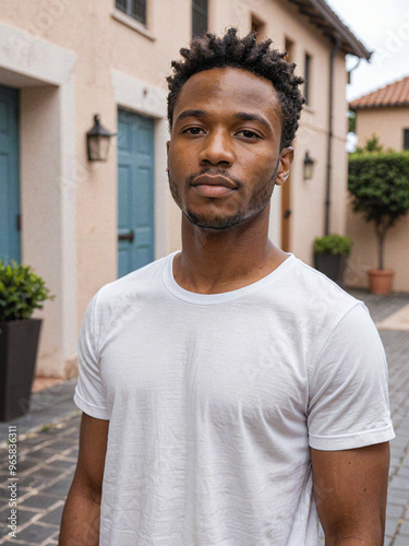 Hombre joven vestido con camiseta blanca