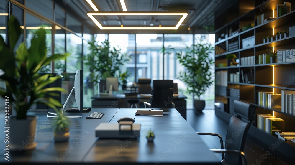 Defocused Modern Office Room: 8K Realistic Lighting Defocused Modern Office Room: 8K Realistic Lighting