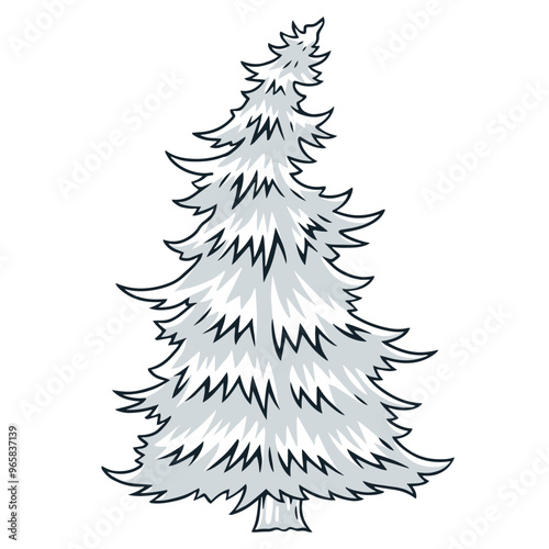 Christmas tree vintage sticker monochrome