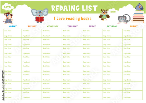 For kids weekly planner, to do list, mood tracker, reading list