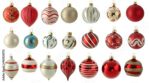 Collection set of various Christmas ornaments