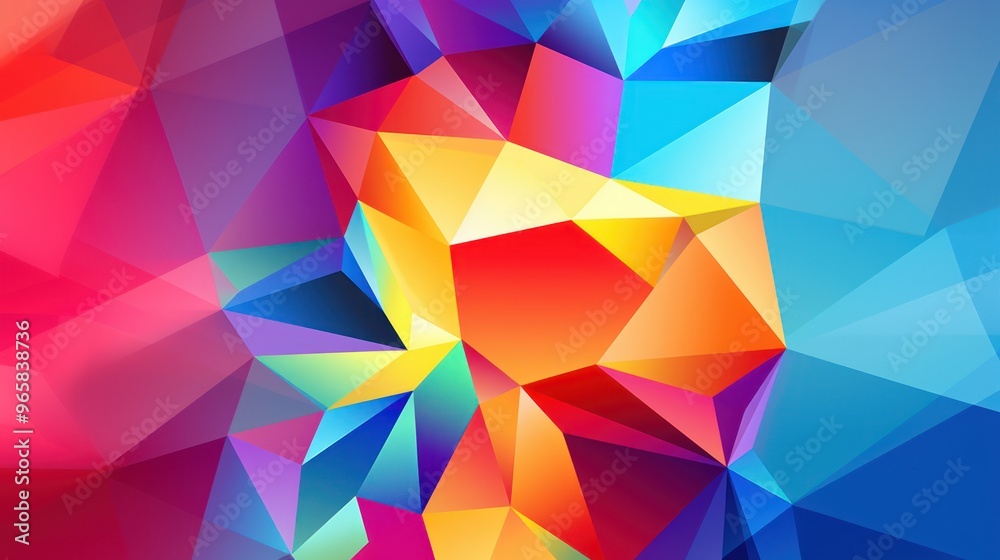 Obraz premium Vibrant Geometric Rainbow Mosaic. Abstract Colorful Polygonal Background