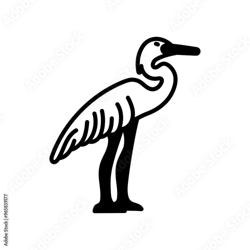 Egret Glyph Icon, Vector illustration