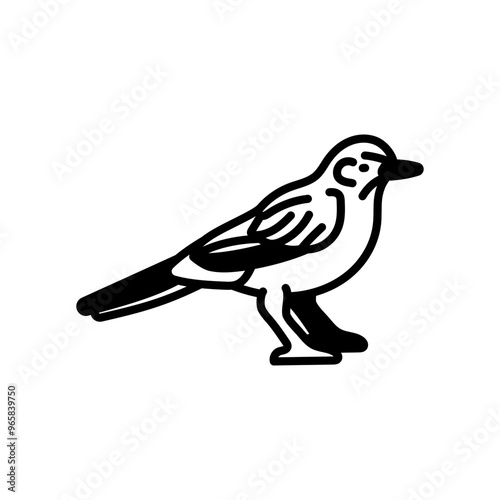 Mockingbird Glyph Icon, Vector illustration