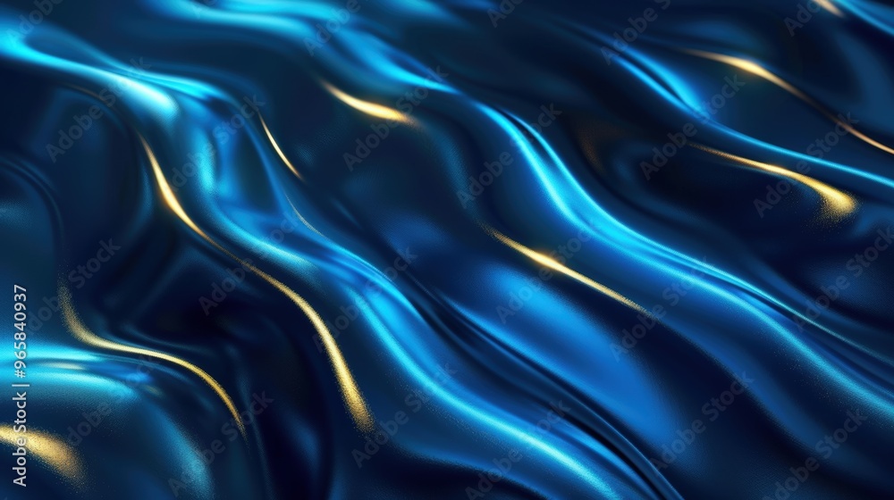 Obraz premium Abstract blue & gold waves