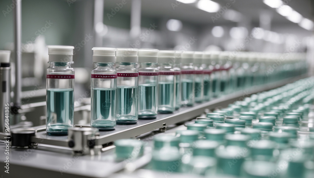 Medical Vials on Production Line Medical Vials on Production Line