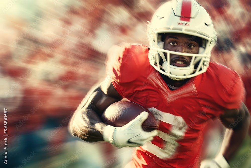 Obraz premium An Intense Moment: A Football Player Dashes Forward with Unmatched Speed and Determination