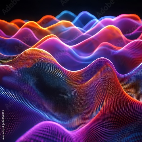 Wallpaper Mural Abstract neon glowing wavy lines pattern background. Torontodigital.ca