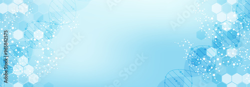 Health care abstract background with hexagons, lines and dots. Medical innovation banner template concept. Biology and pharmaceutical technology background. Vector illustration.