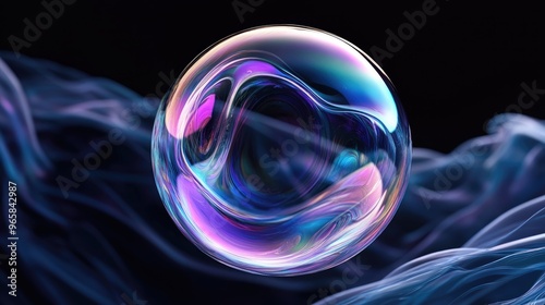 A single iridescent soap bubble