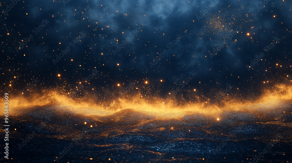 A blue sky with a lot of stars and a lot of fire A blue sky with a lot of stars and a lot of fire