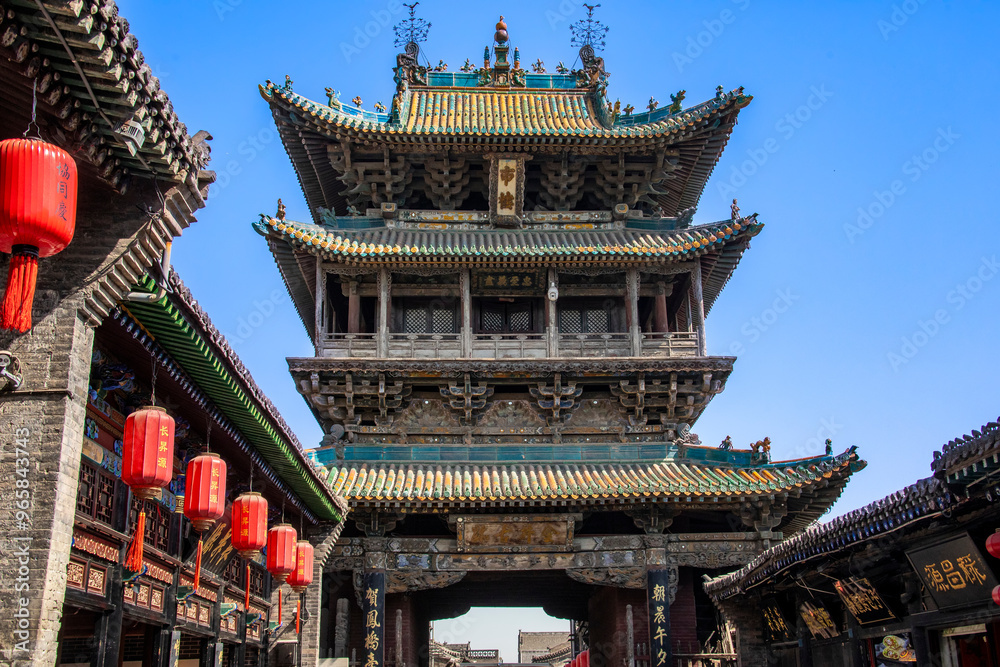 PingYao ShanXi China 13th Jun 2024: the market tower of Pingyao Ancient City, was constructed in 14th century. The city is famed for its importance in Chinese economic history. PingYao ShanXi China 13th Jun 2024: the market tower of Pingyao Ancient City, was constructed in 14th century. The city is famed for its importance in Chinese economic history.