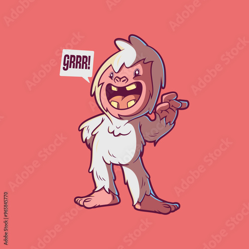 A Yeti character in a cool pose vector illustration. Mascot, myth design concept.