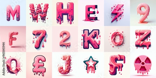 Pink Lettering Typeface. AI generated illustration