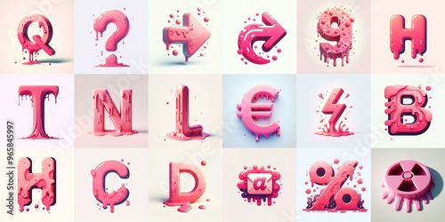 Pink Lettering Typeface. AI generated illustration