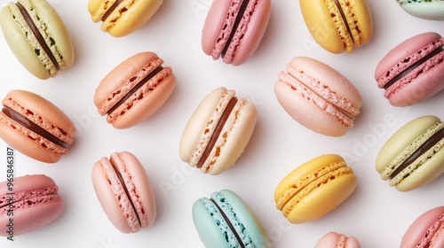 Wallpaper Mural Colorful macaroons on a white background. Top view. Torontodigital.ca