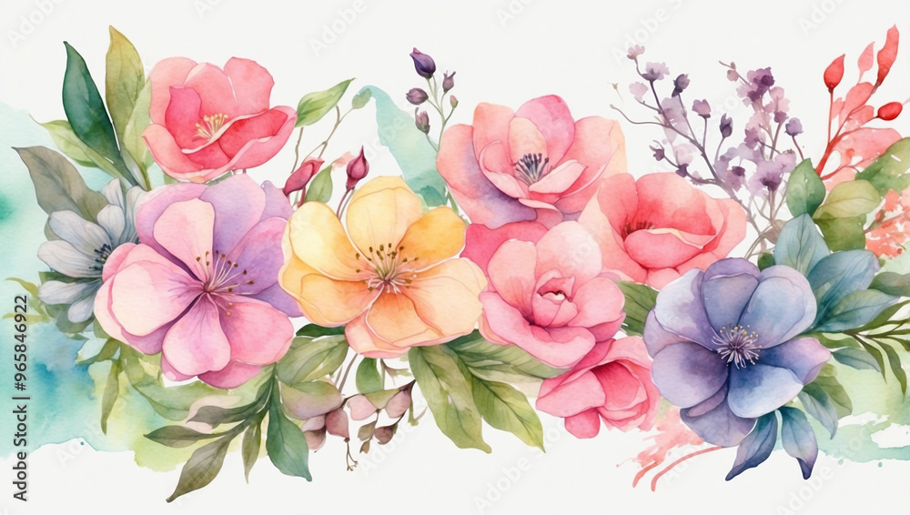 Watercolor Spring Banner Watercolor Spring Banner