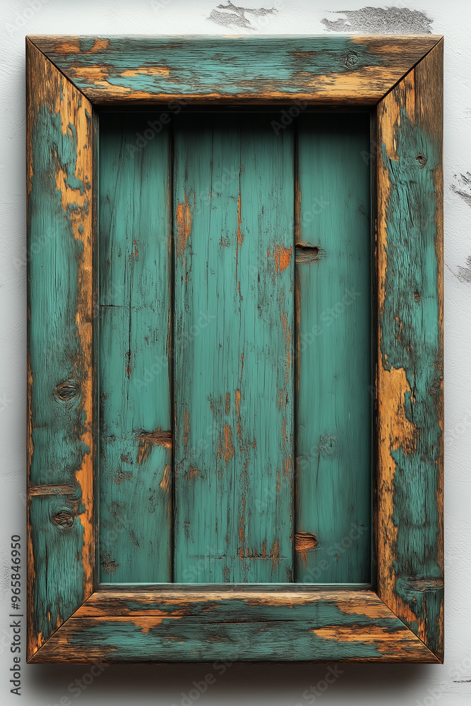 A wooden frame with a green background A wooden frame with a green background