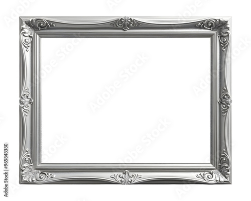 Antique Silver frame isolated on transparent background