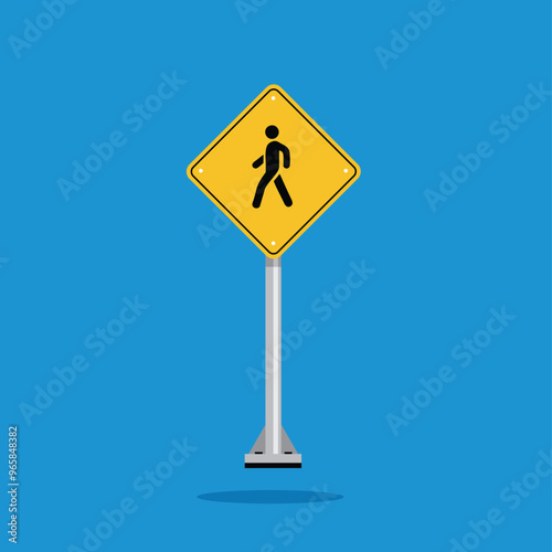 road sign icon, Warning Pedestrians road on yellow rhombus board. suitable for poster use and web icon