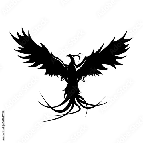 Logo Oiseau de feu, phénix, prenant son envol