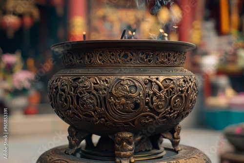 ornate bronze incense burner at the double ninth festival in singapore