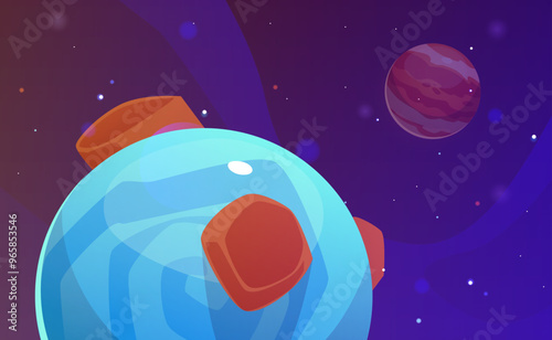 Colorful planets in outer space vector illustration