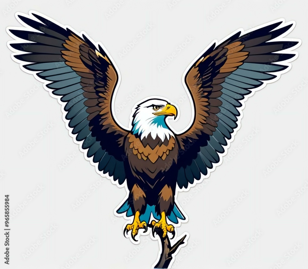 Obraz premium American eagle set. Bald eagle logo. Wild birds drawing. Head of an eagle