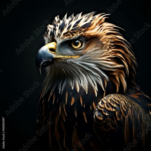 American eagle set. Bald eagle logo. Wild birds drawing. Head of an eagle photo