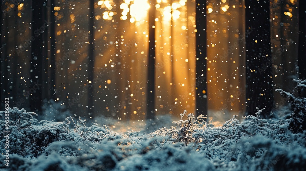 24. Snowflakes gently falling in a quiet forest, winter weather, serene and peaceful 24. Snowflakes gently falling in a quiet forest, winter weather, serene and peaceful