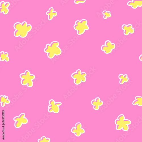 Wallpaper Mural 手描き風のゆるふわ花柄の背景イラスト19 Torontodigital.ca