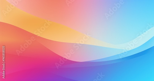 A smooth gradient background featuring vibrant waves of color transitioning from pink to orange to blue.