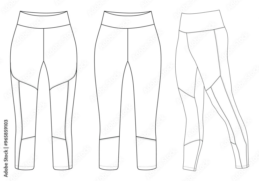 Leggings pants technical fashion sketch template illustration. Leggings pants technical fashion sketch template illustration.