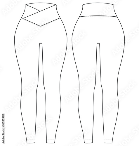 Leggings pants technical fashion  sketch template illustration.