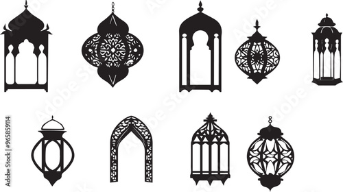 Islamic Lantern Versatile Black Silhouette Vector Series