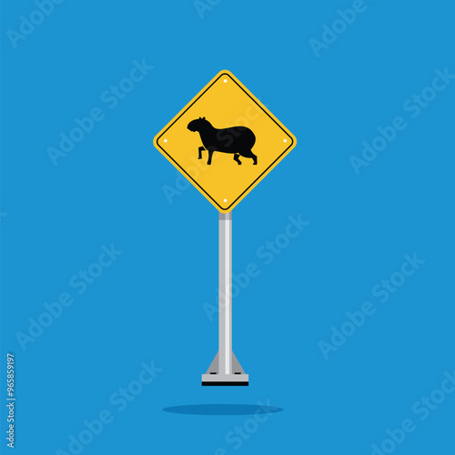 road sign icon, capybara crossing road on yellow rhombus board. suitable for poster use and web icon