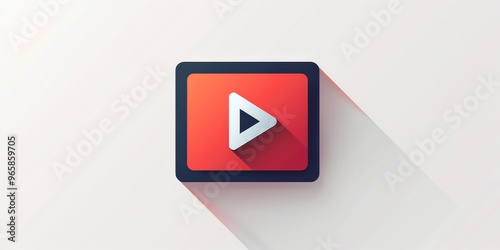 Stylish video icon centered on pristine white background, featuring modern design elements and symbolizing video playback with simplicity and elegance. Multimedia concept