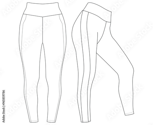 Leggings pants technical fashion  sketch template illustration.