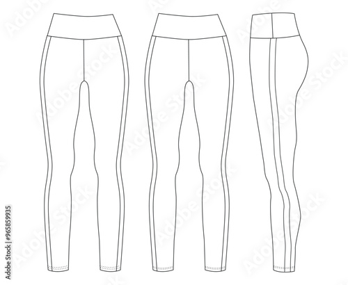 Leggings pants technical fashion  sketch template illustration.