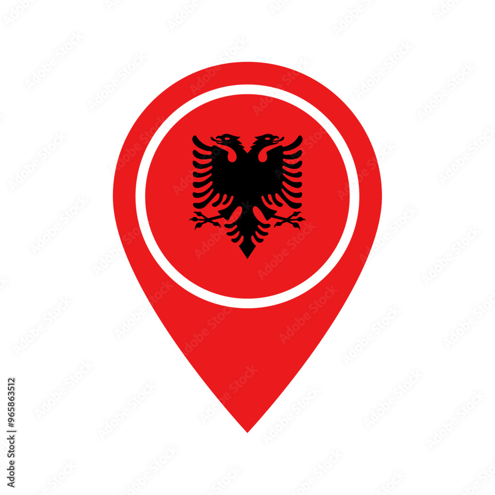 Fototapeta premium Albania flag location icon