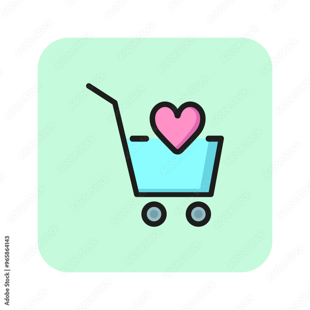 Add to favorites line icon. Shopping chart, like, heart. Shopping concept. Vector illustration can be used for topics like modern life, economy, shopping