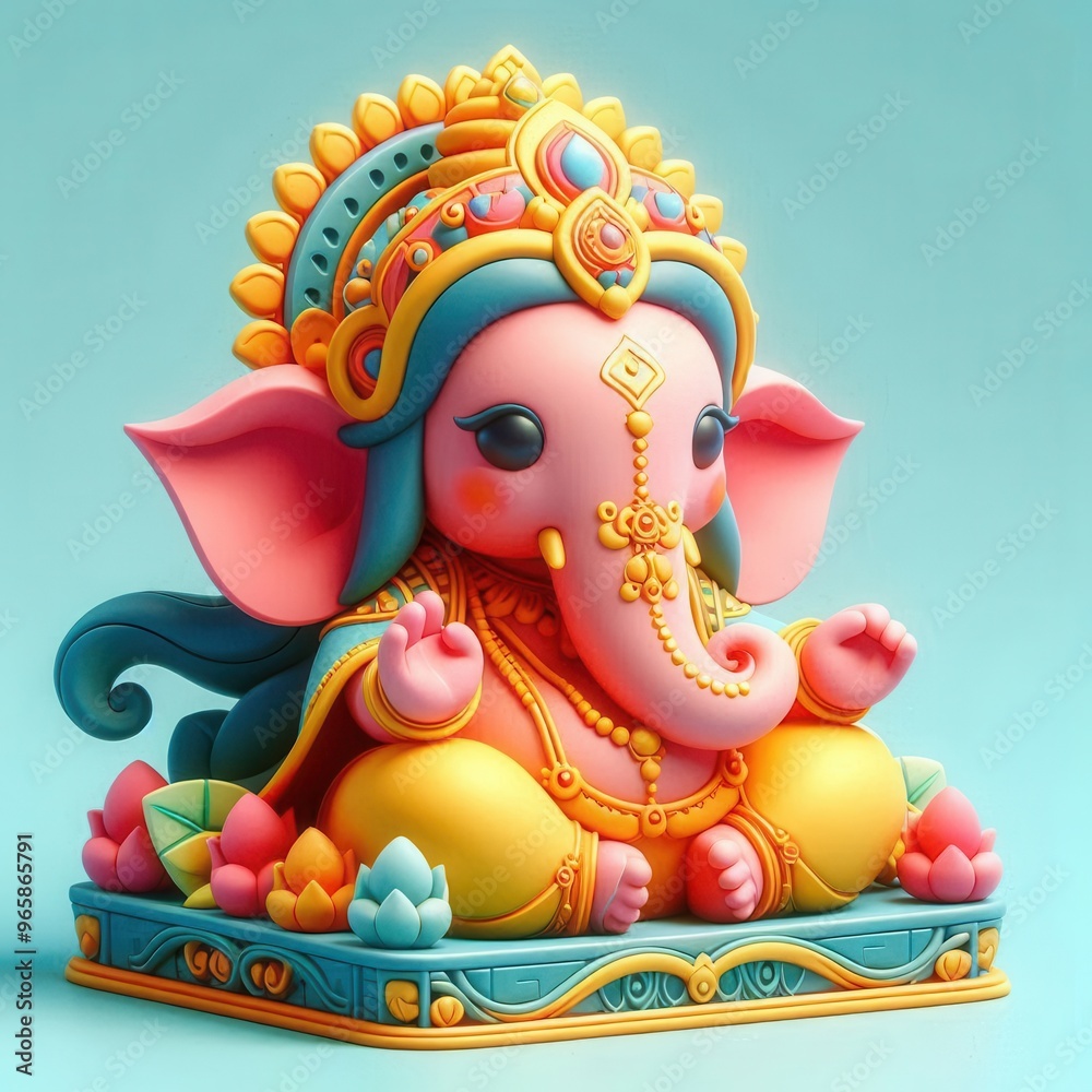 Charming 3D illustrations of Lord Ganesha in playful poses, bursting with color and joy, celebrating divine love and blessings. Charming 3D illustrations of Lord Ganesha in playful poses, bursting with color and joy, celebrating divine love and blessings.