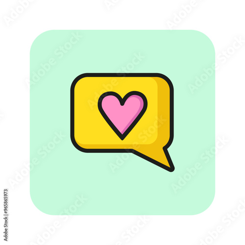 Heart in speech bubble line icon. Texting, like, message. Communication concept. Can be used for topics like Valentines day, dating, conversation