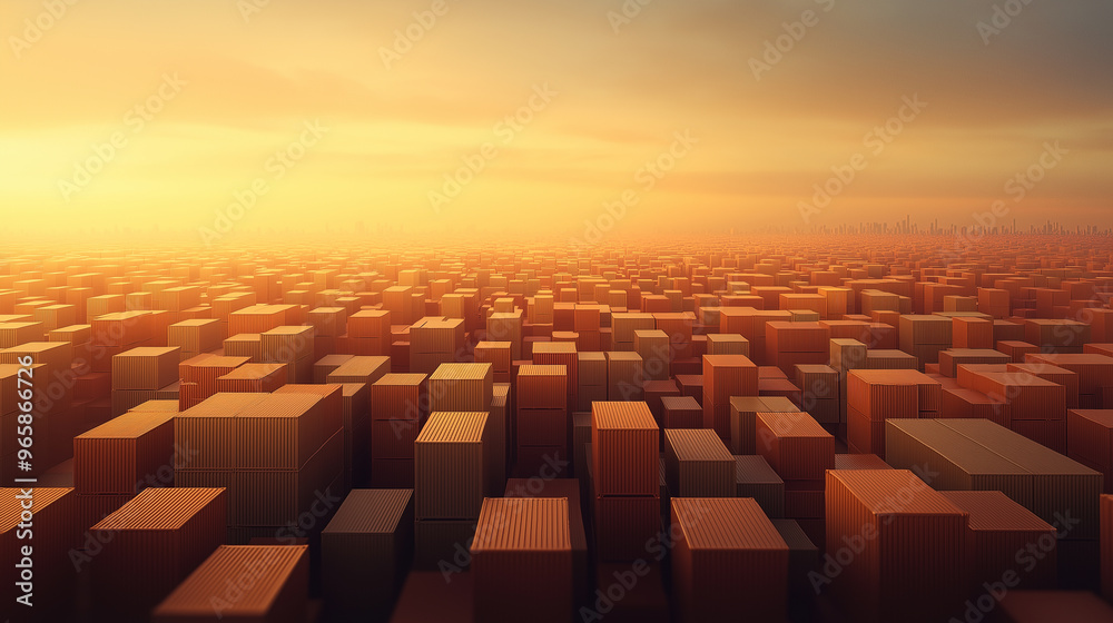 Fototapeta premium A cityscape with many buildings and a large number of containers