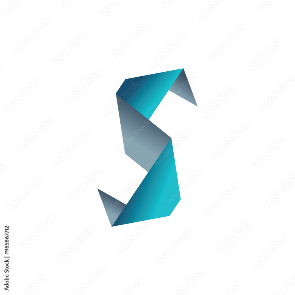 Letter S trendy Origami Paper Ribbon Logo Letter S trendy Origami Paper Ribbon Logo